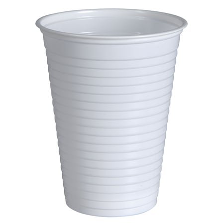 Cups, Cold, Drinking Cup With Grooves, 7.1 Ounce, White, 3.5 Height, 2.75 Diameter, PS